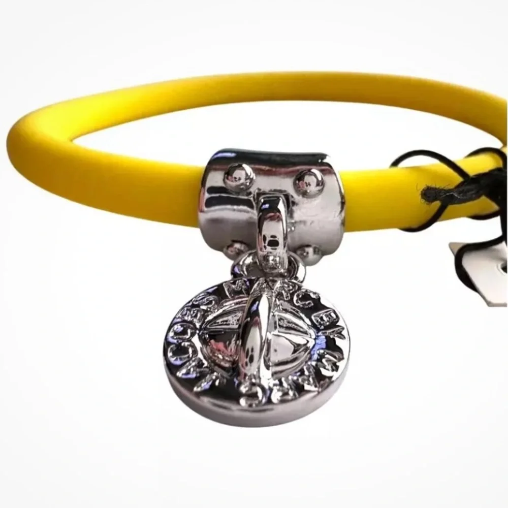 NEW! MARC JACOBS Silicone Bracelet in Safety Yellow with Silver Charm